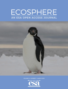 An Adelie penguin on the cover of the journal Ecosphere.